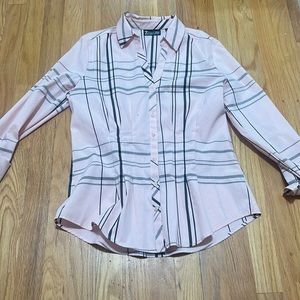 Pink/black/silver button down